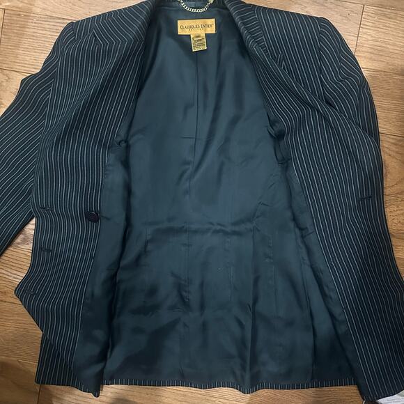 Vintage Classiques Entier Charcoal Pin Stripe Double Breasted Blazer, Size 4P - Picture 7 of 8